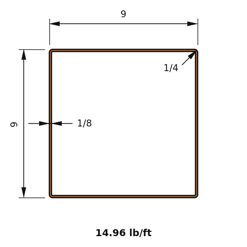 HSS9X9X.125
