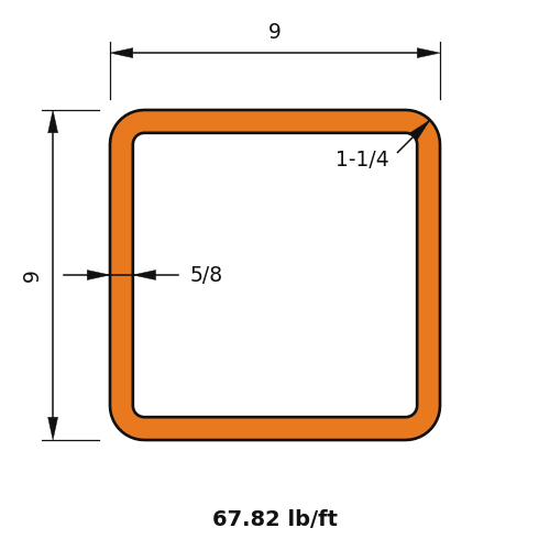 HSS9X9X.625